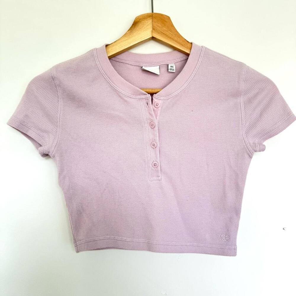 Aritzia Sunday Best Baby Waffle Cropped T-shirt